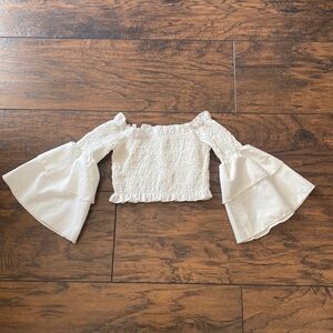 2T Baileys Blossom Bell Sleeve White Top